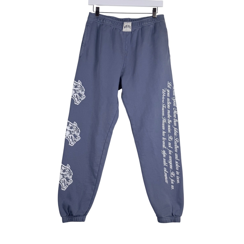 Darc Sport Wolves Club Faded Blue Graphic Sweatpants Joggers Mens M Athleisure